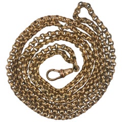 Antique Chains Gilt Brass Necklace Vintage Jewelry Longuard Chain Charm Holder