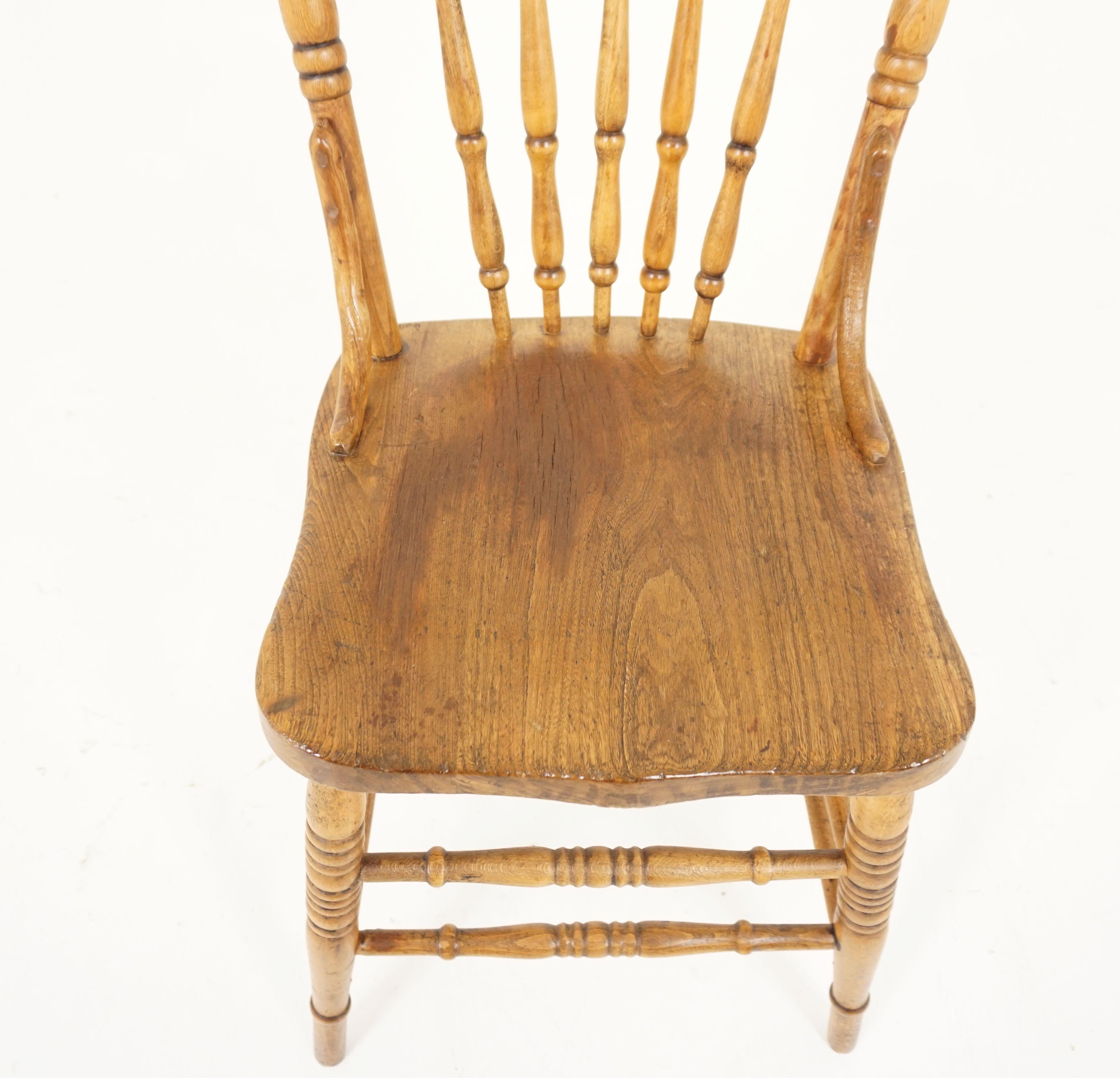 Antique Chairs, Set of 5, Ash Presstack Chairs, Solid Seats, American 1900 B2066 4