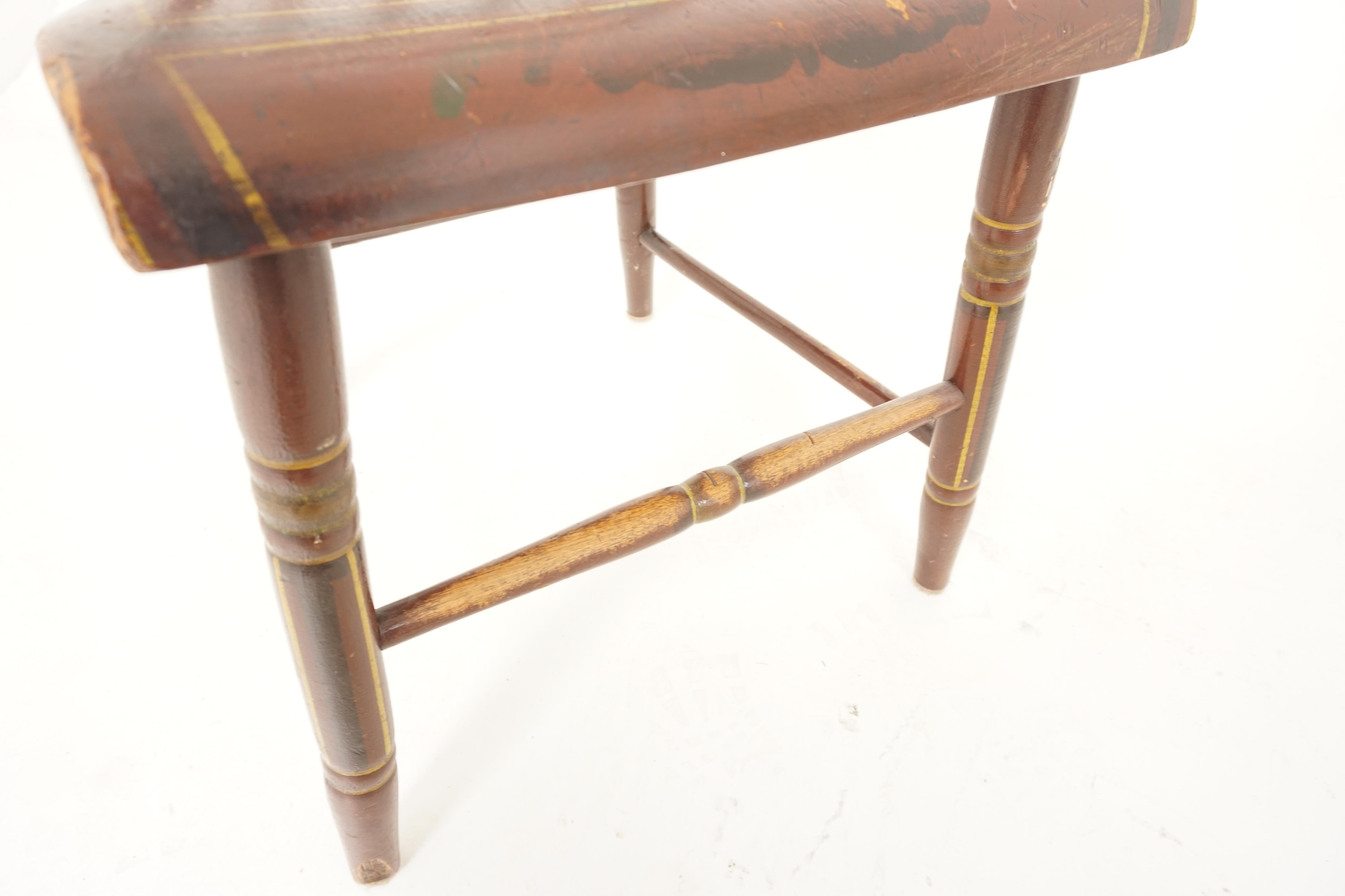 Hand-Crafted Antique Chairs, Set of 6, Pennsylvania Dutch Painted Plank Bottom Chairs, 1890s