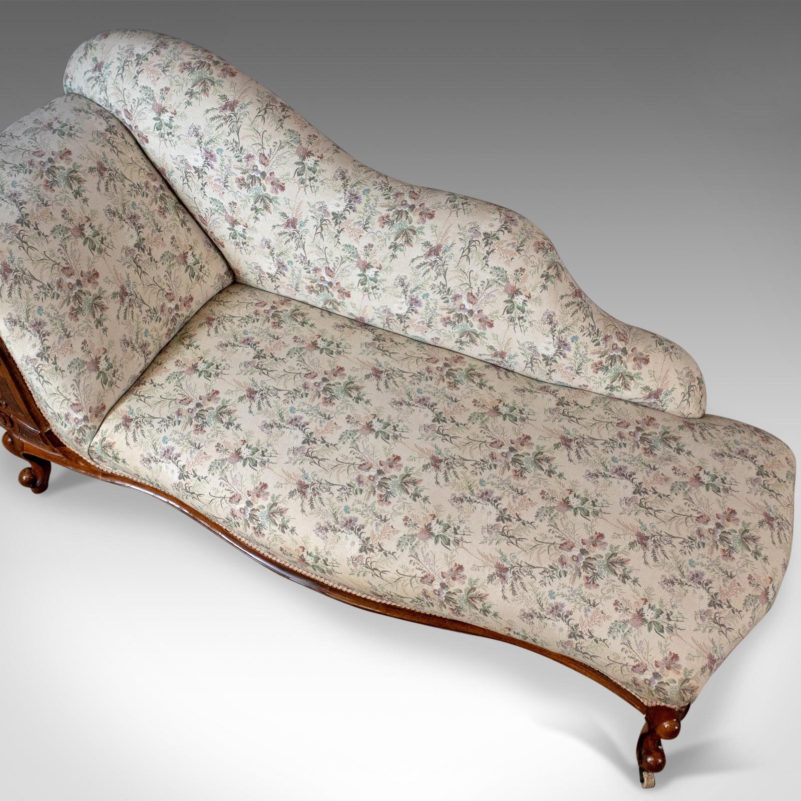 19th Century Antique Chaise Longue, English, Late Regency Day Bed, Walnut, circa 1830
