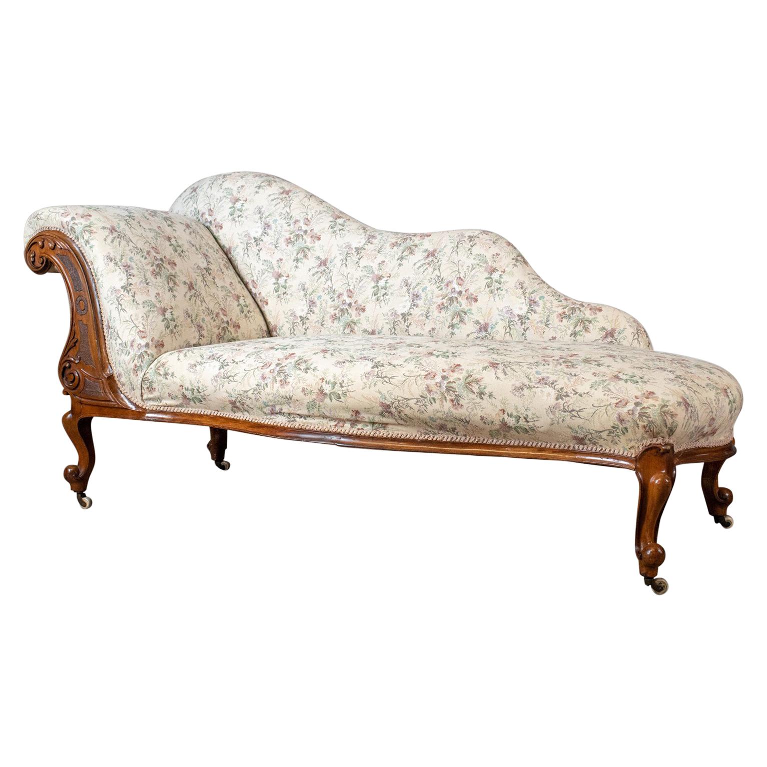 Antique Chaise Longue, English, Late Regency Day Bed, Walnut, circa 1830