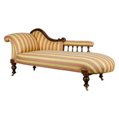 Antique Chaise Lounge, English, Victorian, Scroll-End Day Bed, Mahogany