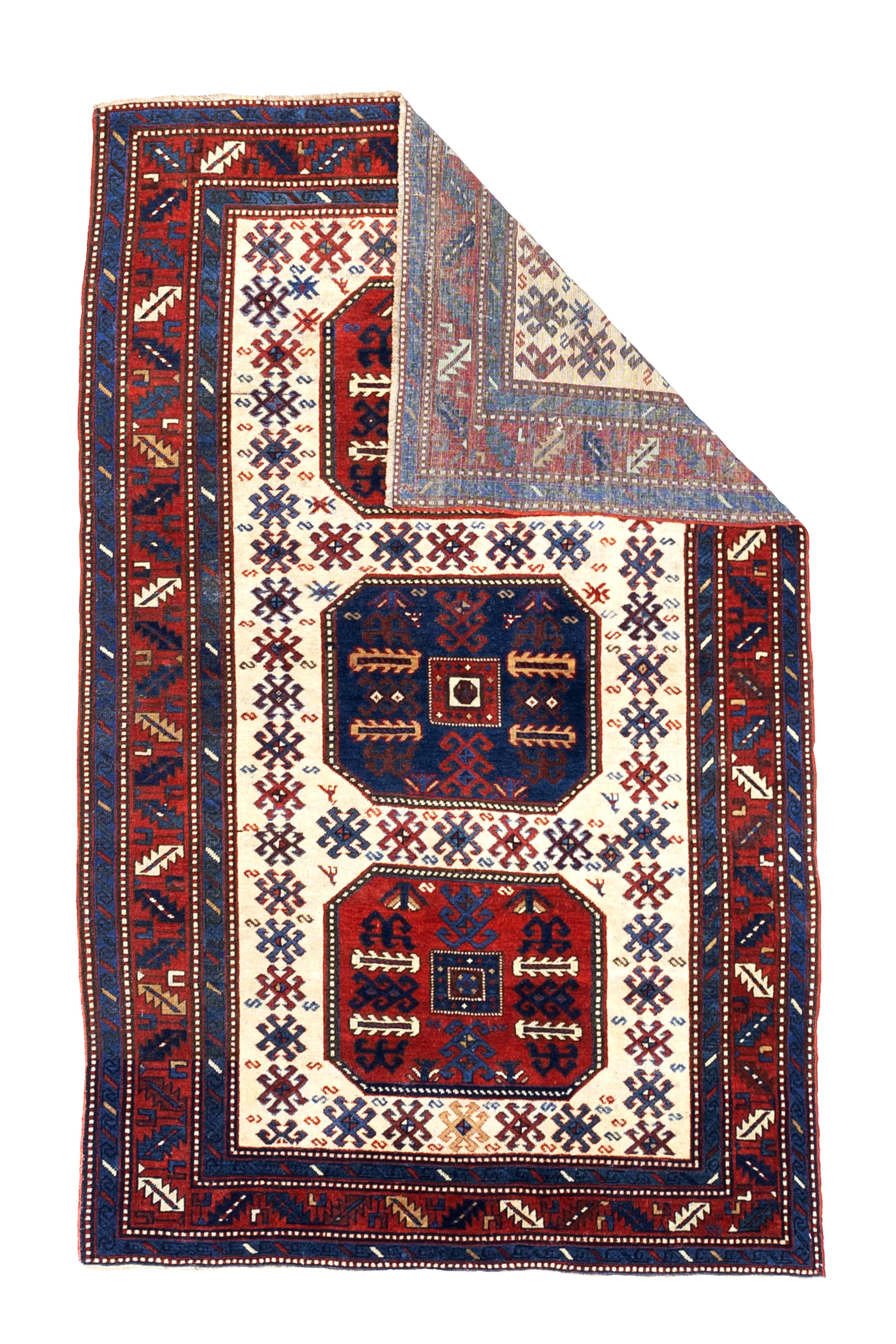 Antiker Chajli Kazak Teppich 4'10