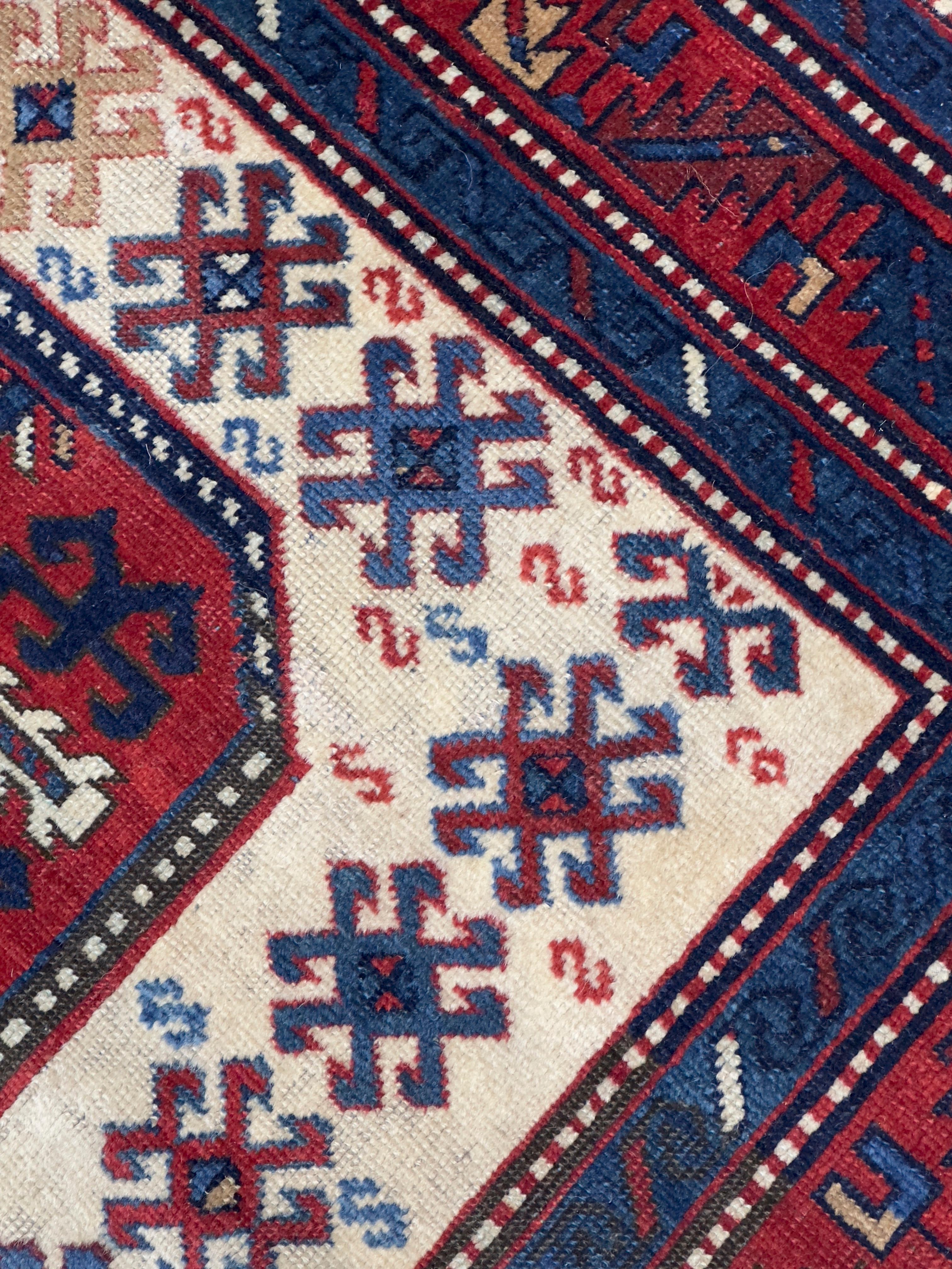 Antike Chajli Kazak Teppich 4'10