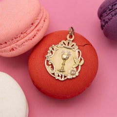 Antique Chalice & host - French 18k Gold Antique charm - 1906 - Catholic pendant