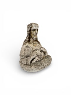 Antique Chalkware Statue of The Sacred Heart of Jesus - Penna Statuary Company