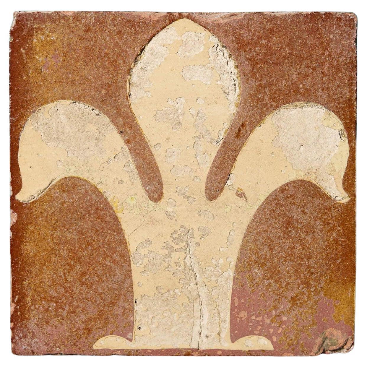 Antica piastrella ad encausto Chamberlain & Co Fleur de Lys in vendita