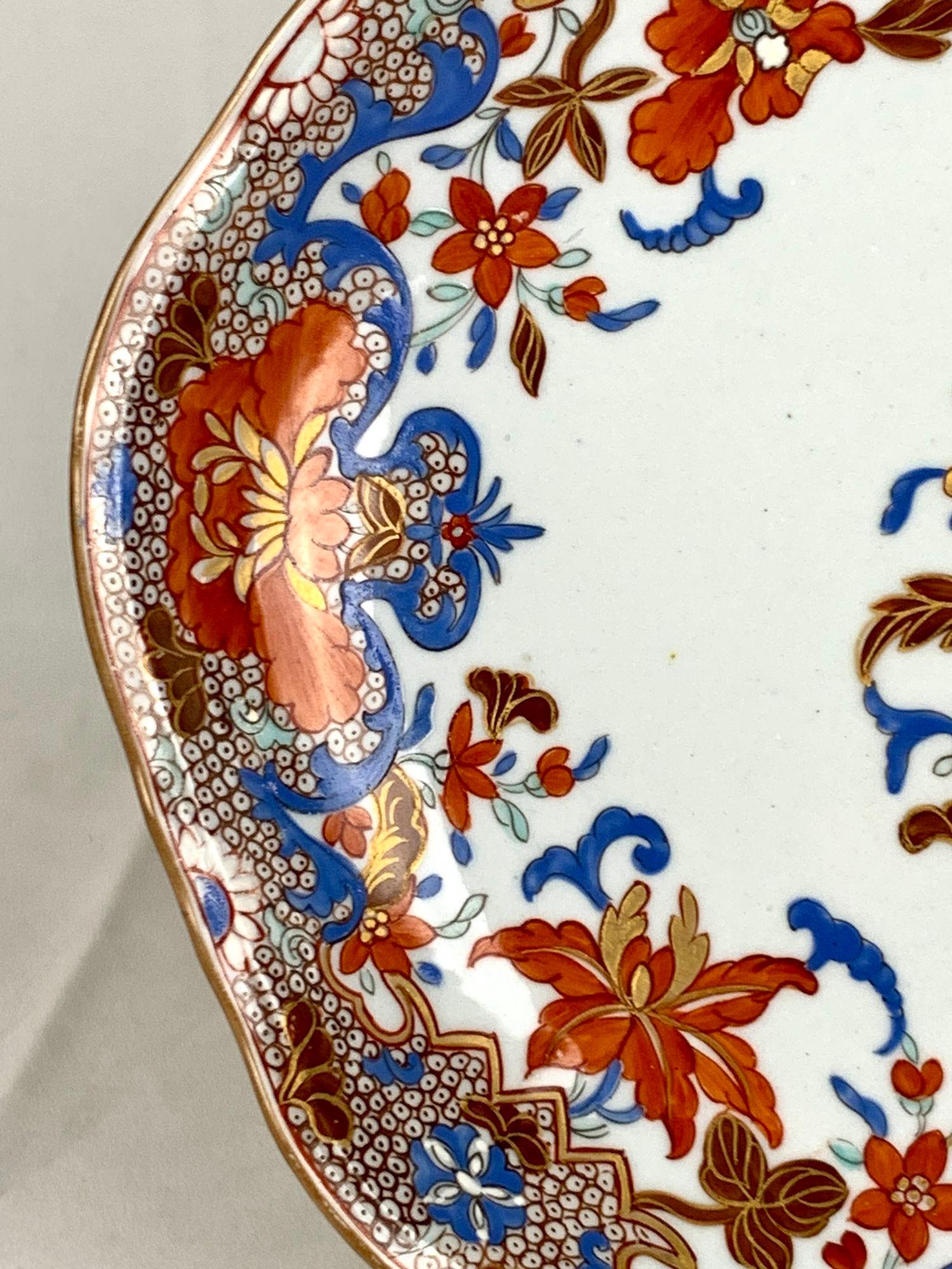 Antiguo Plato de Porcelana Chamberlains Worcester de Estilo Kakiemon Inglaterra Ca. 1810 Inglés en venta