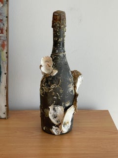 Antique Champagne Bottle with Organic Oyster Shells