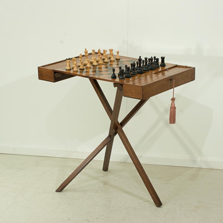 Antique Champaign, Folding Chess Table at 1stDibs foldable chess