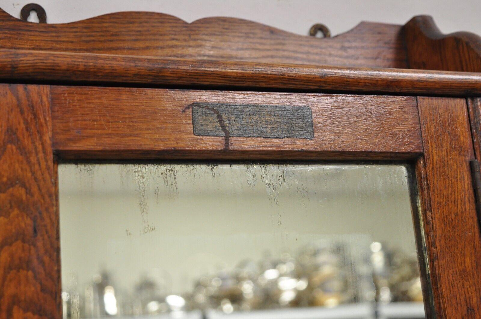 Antique Champion Towel Supply Oak Wood Bathroom Mirror Vanity Medicine Cabinet 3