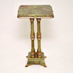 Antique Champlevé and Cloisonné Enamel Mounted Git Bronze Onyx Table Stand