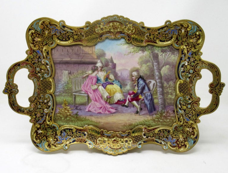 Antique Champleve Enamel Hand Painted Sevres Porcelain Ormolu Bronze ...
