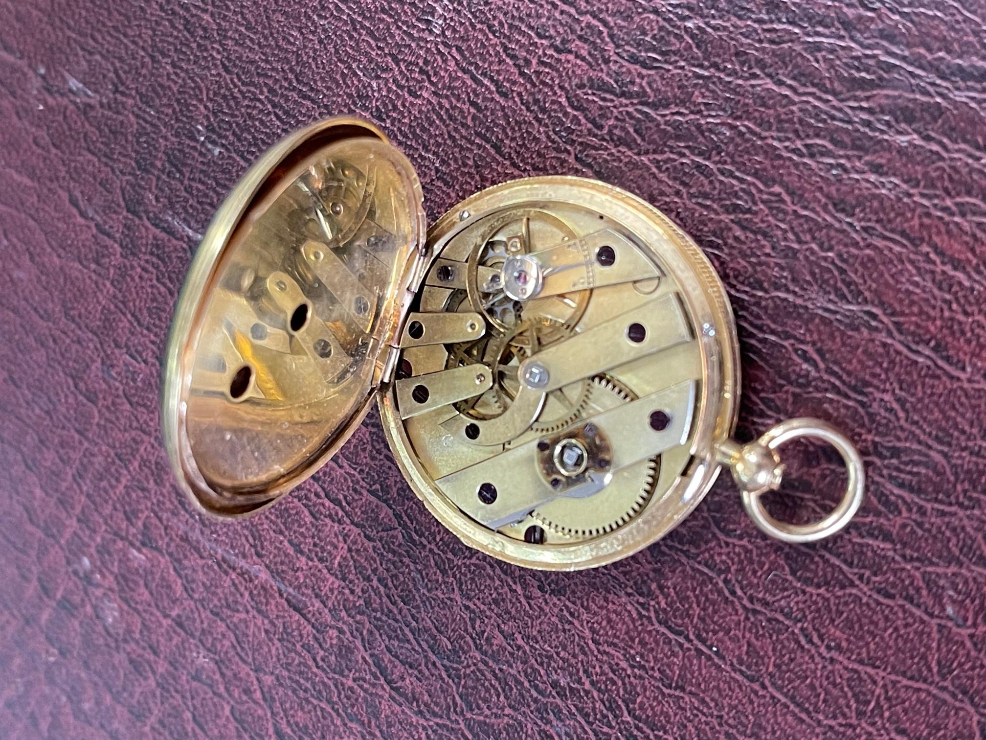 Antike Champlevé Grün Emaille Diamant Châtelaine und Uhr Estate Fine Jewelry im Angebot 1