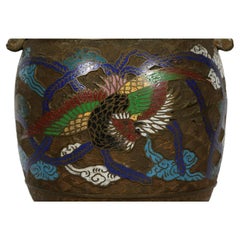 Antique Champlevé Handled Urn Mounted as Lamp