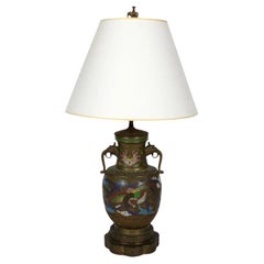 Antique Champlevé Handled Urn Mounted as Lamp