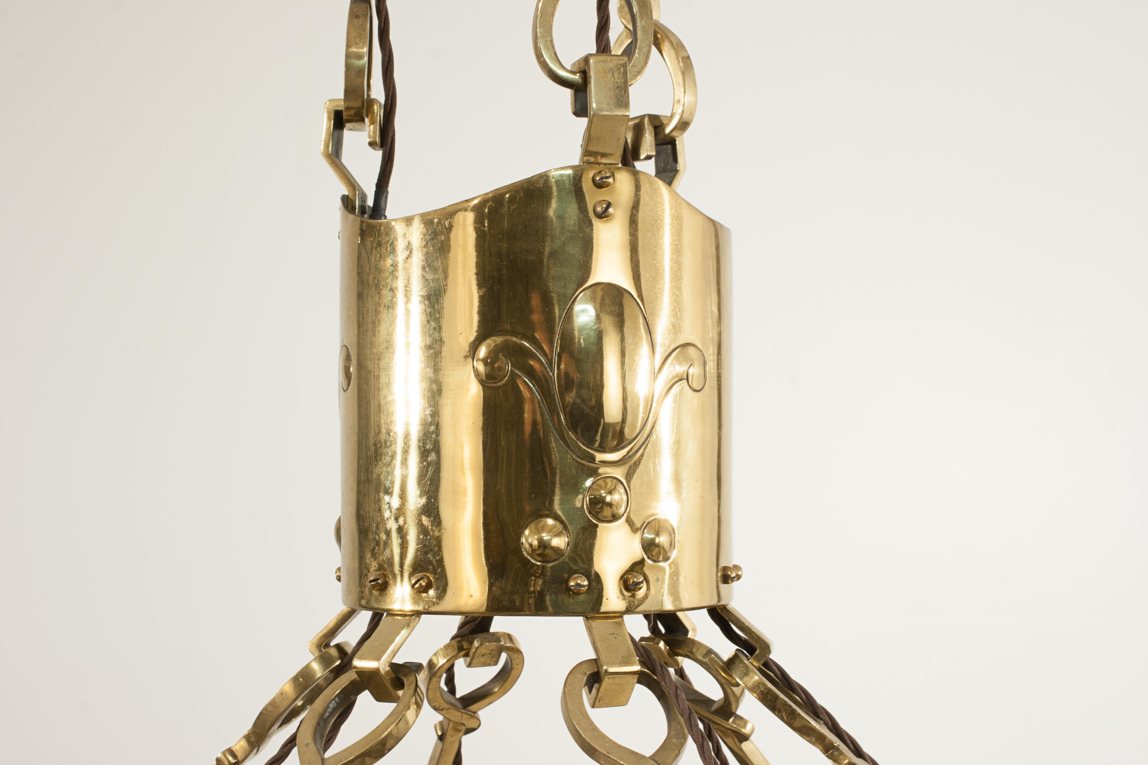 Antique Chandelier Arts and Crafts In Good Condition For Sale In Oxfordshire, GB