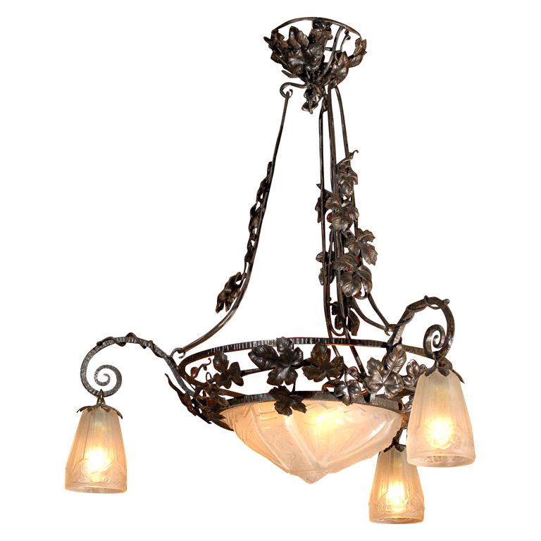 Antique Chandelier. French Art Deco Chandelier