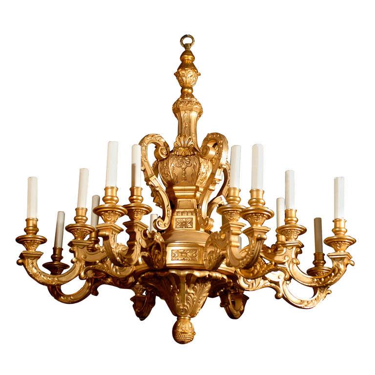 Antique Chandelier. Giltwood chandelier