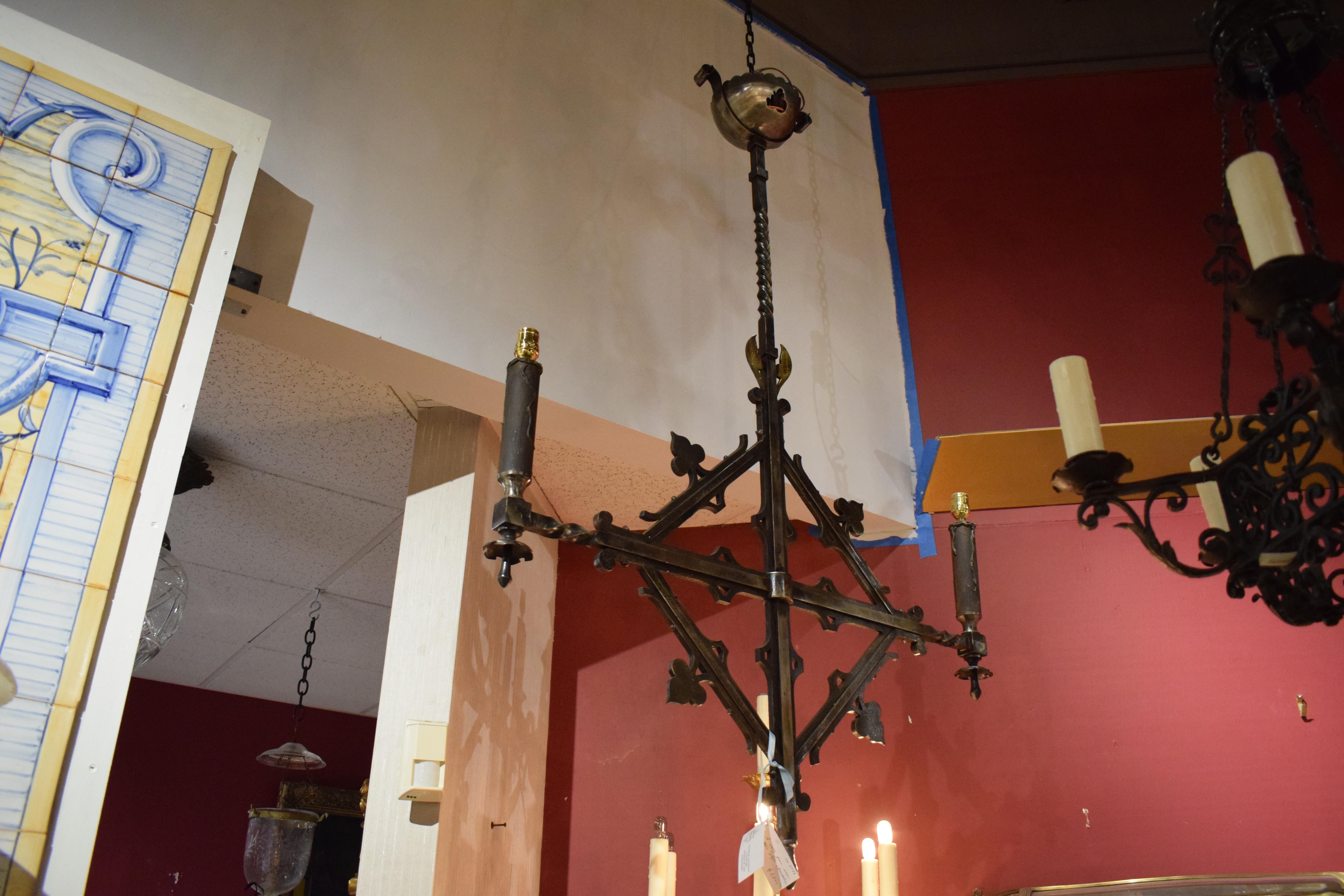 Antique Chandelier, Gothic Style In Good Condition For Sale In Atlanta, GA