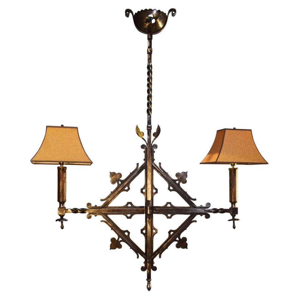 Gothic Style Bronze and Iron Bat Motif Lantern, 2 Available For Sale at ...
