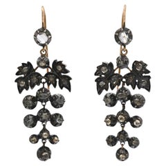 Pendientes Antiguos Uvas Chandelier 3.5ctw Diamantes Oro 18K macizo Plata / 14.7g