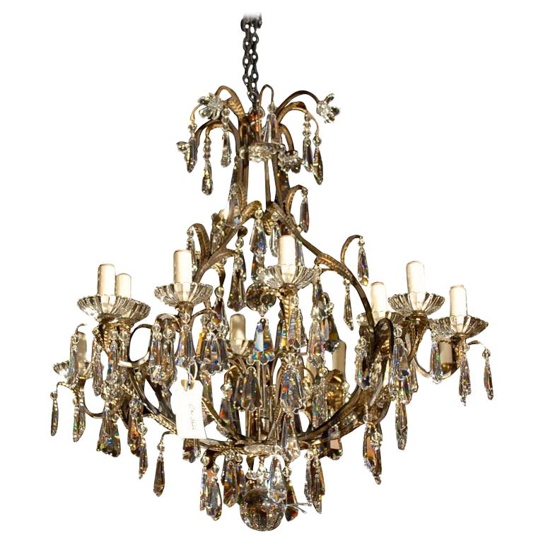 Antique Chandelier. Iron and crystal chandelier For Sale