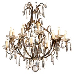 Antique Chandelier. Iron and crystal chandelier