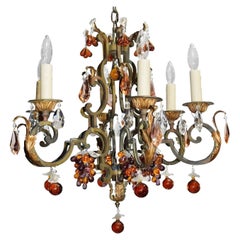 Antique Chandelier, Iron with Crystal