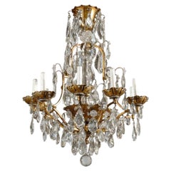 Antique Chandelier. Jansen chandelier of gilt bronze and crystal