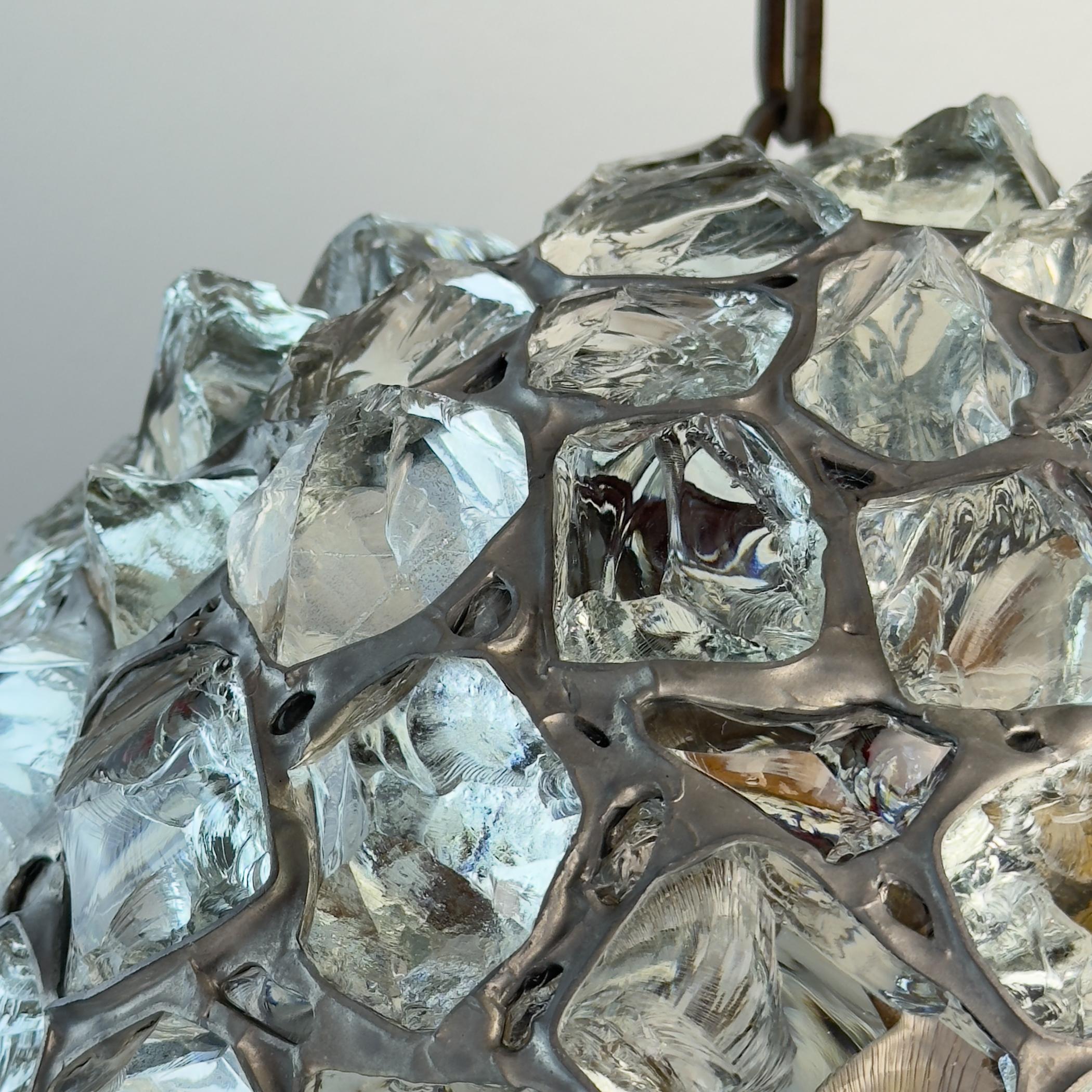 Antique chandelier on chains in Art Nouveau style, Austria, early 20th century For Sale 9