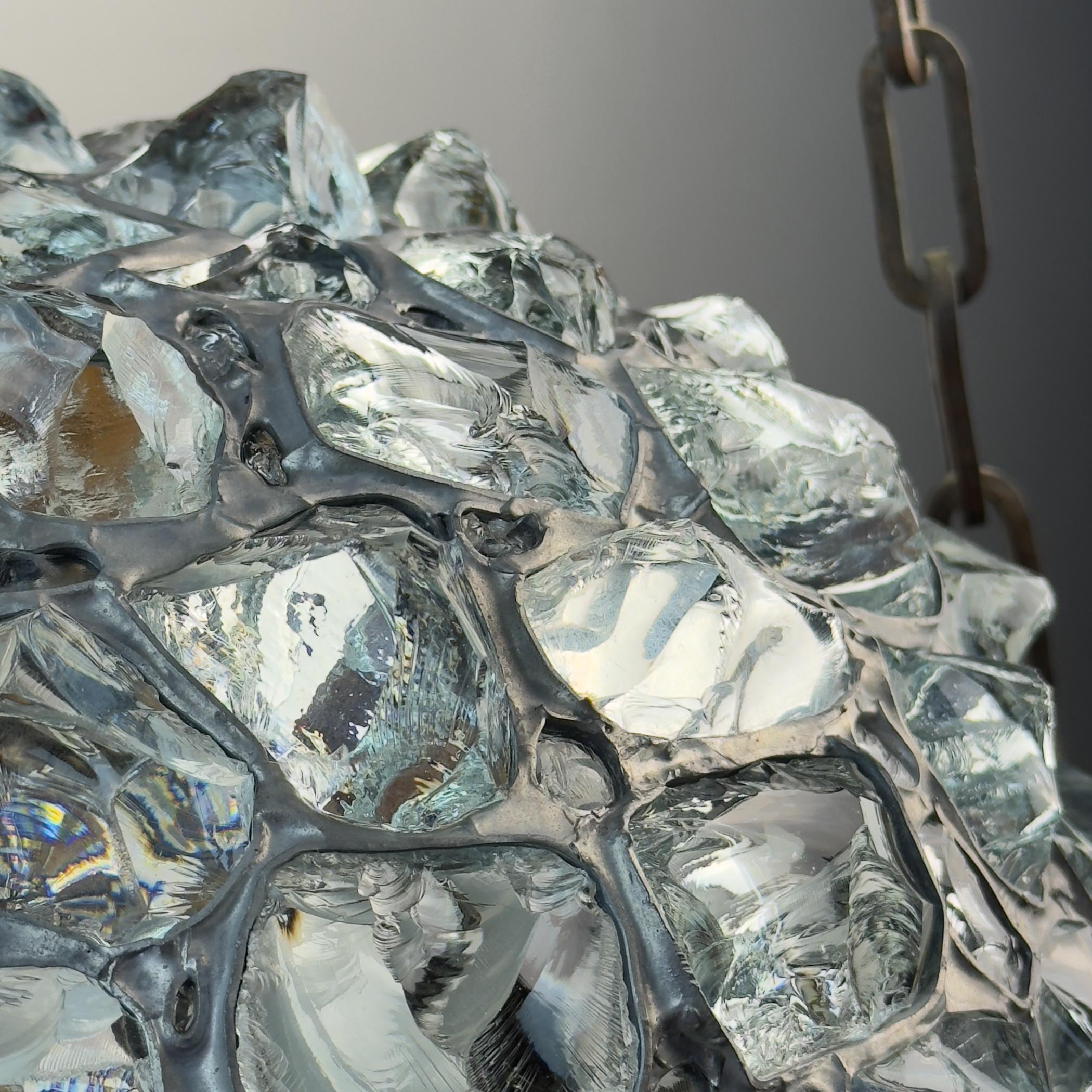 Antique chandelier on chains in Art Nouveau style, Austria, early 20th century For Sale 10