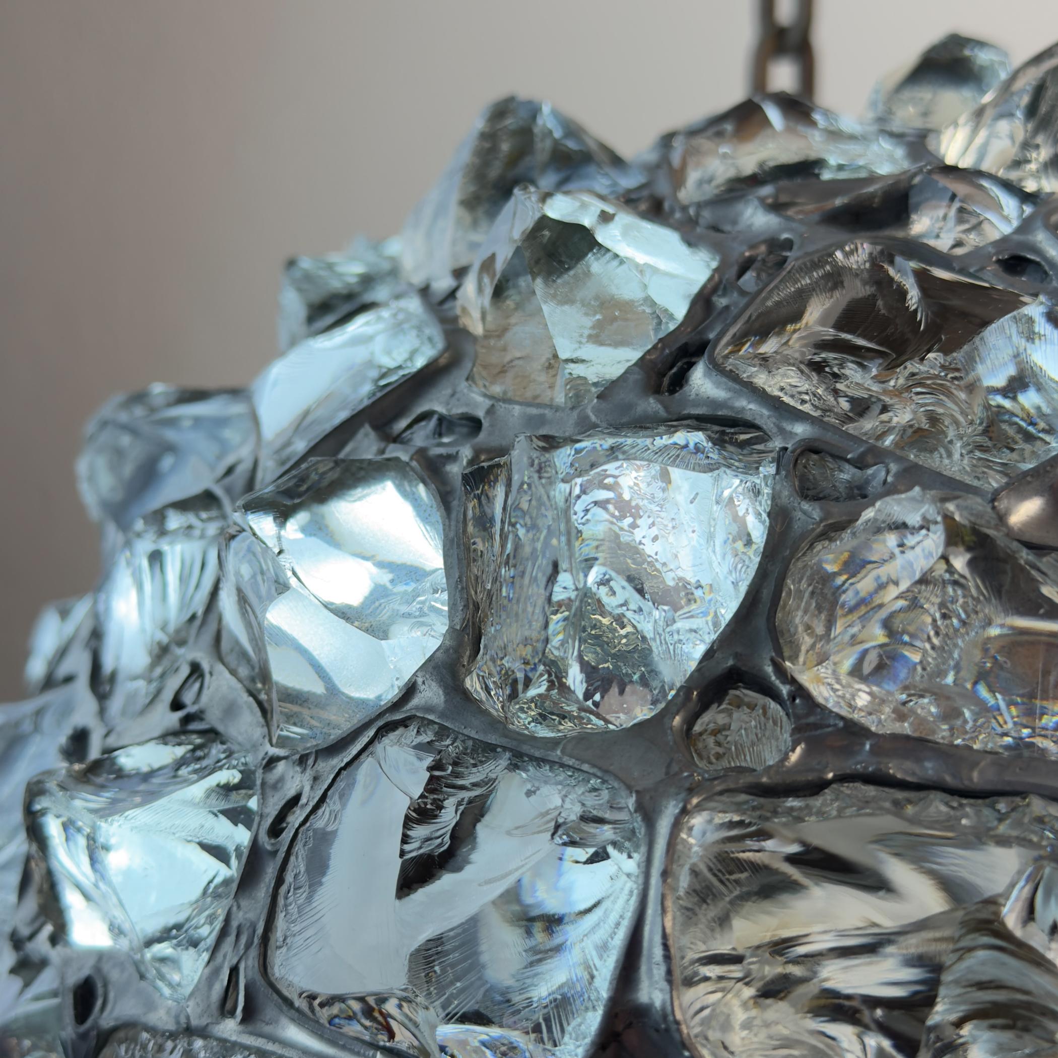 Antique chandelier on chains in Art Nouveau style, Austria, early 20th century For Sale 11