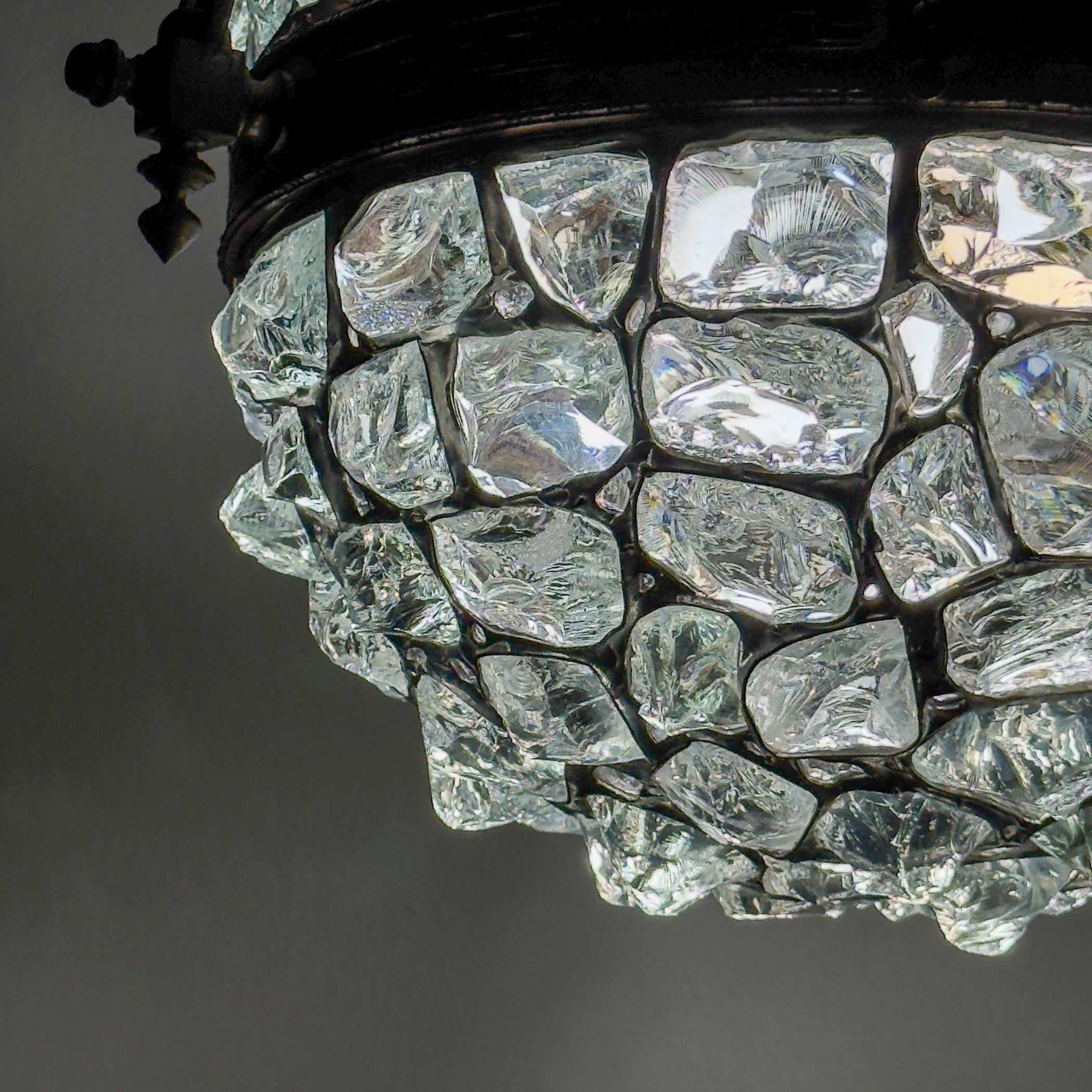 Antique chandelier on chains in Art Nouveau style, Austria, early 20th century For Sale 13