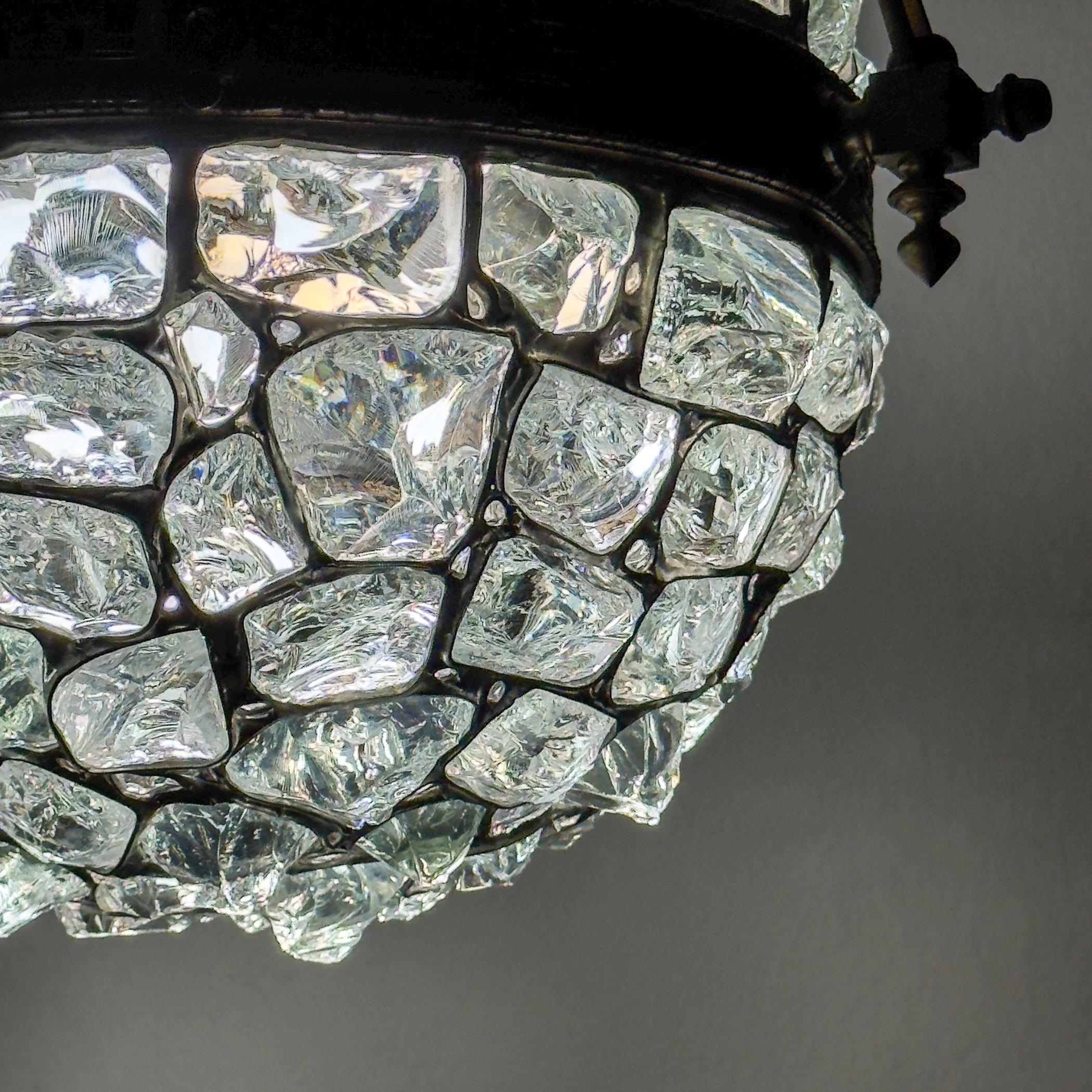 20th Century Antique chandelier on chains in Art Nouveau style, Austria, early 20th century For Sale