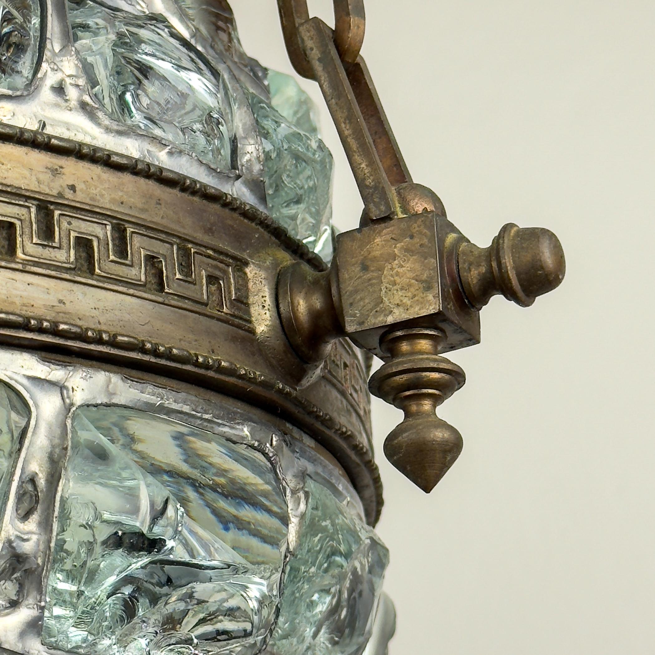 Antique chandelier on chains in Art Nouveau style, Austria, early 20th century For Sale 1