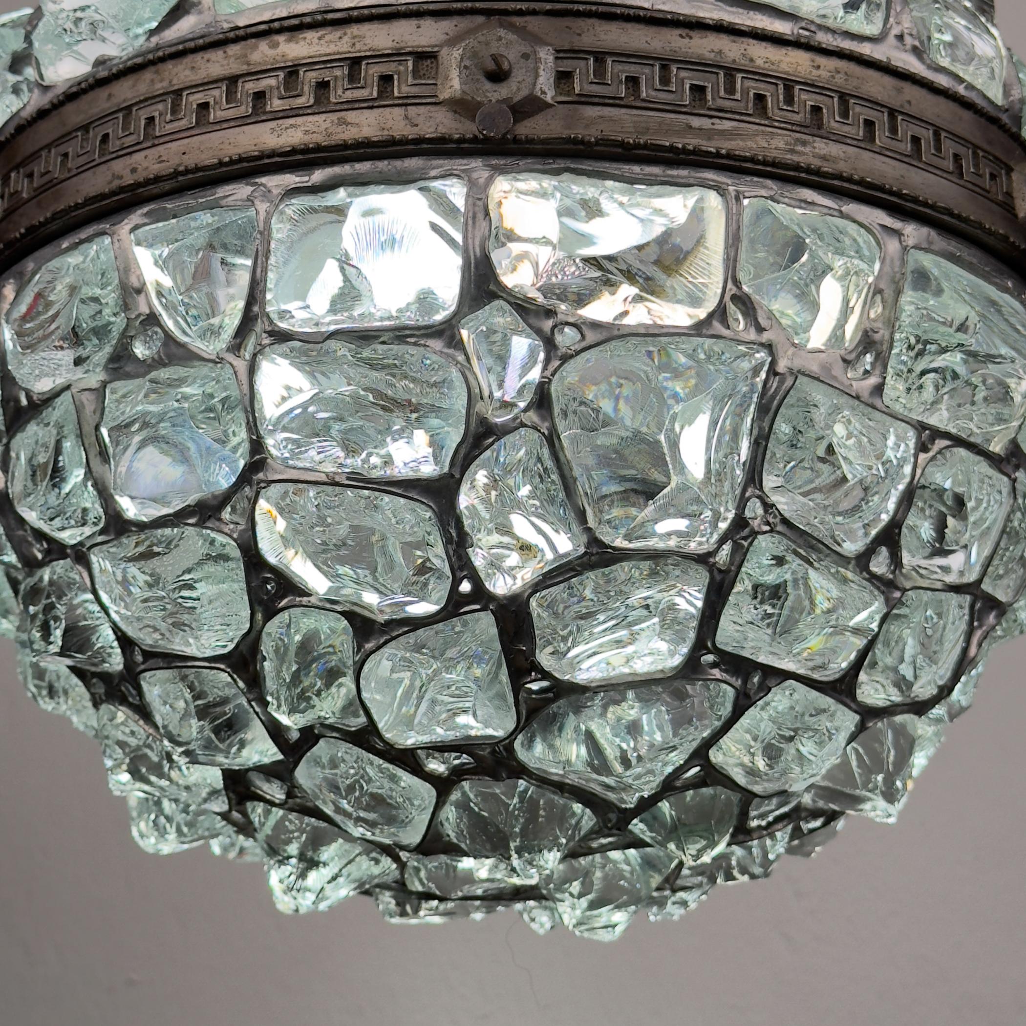 Antique chandelier on chains in Art Nouveau style, Austria, early 20th century For Sale 2