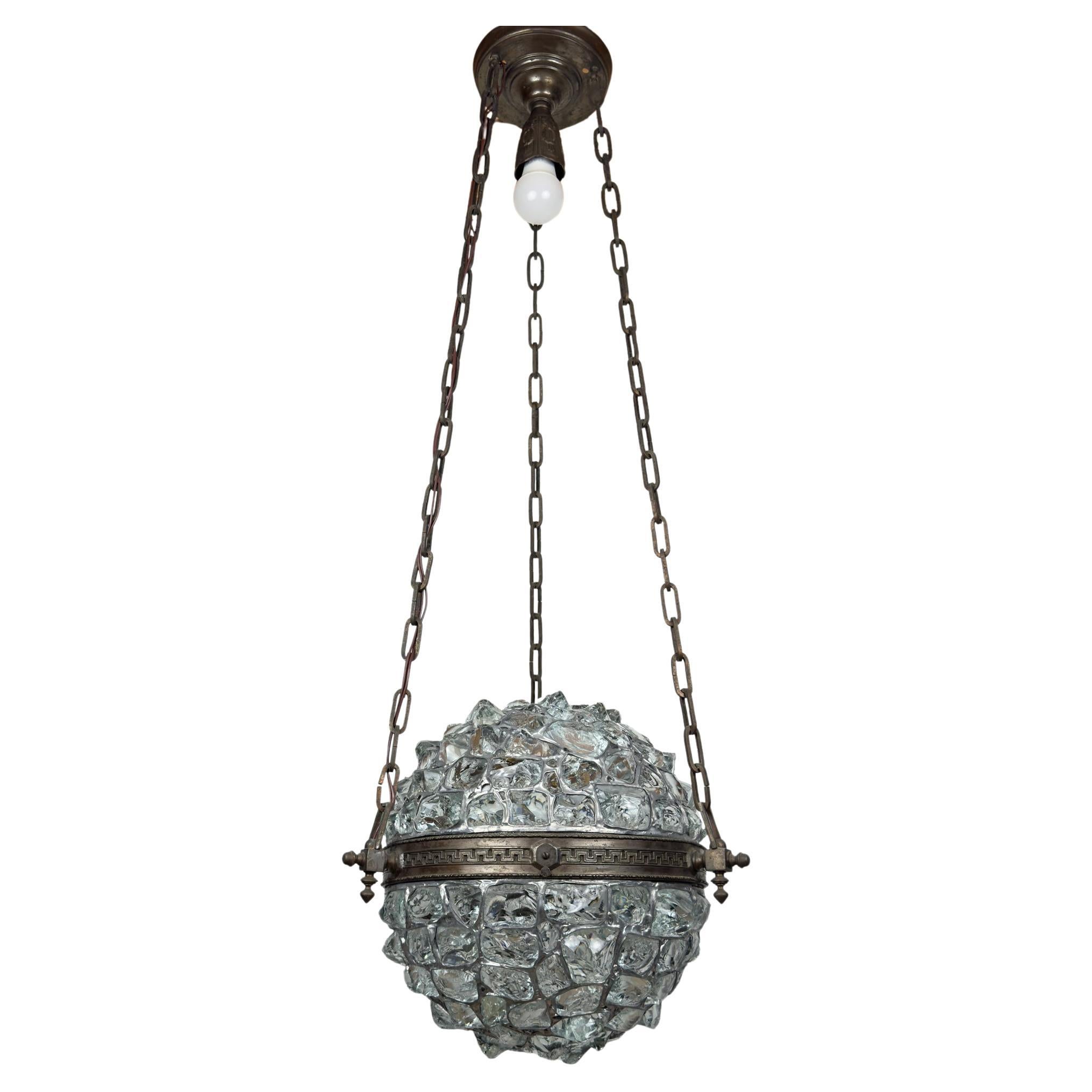 Antique chandelier on chains in Art Nouveau style, Austria, early 20th century For Sale