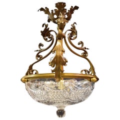 Antique Chandelier with Crystal Bowl