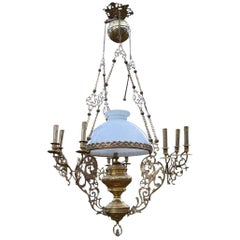 Antique Chandelier with Dragons / Chimeras, in Bronze and Brass, circa 1890