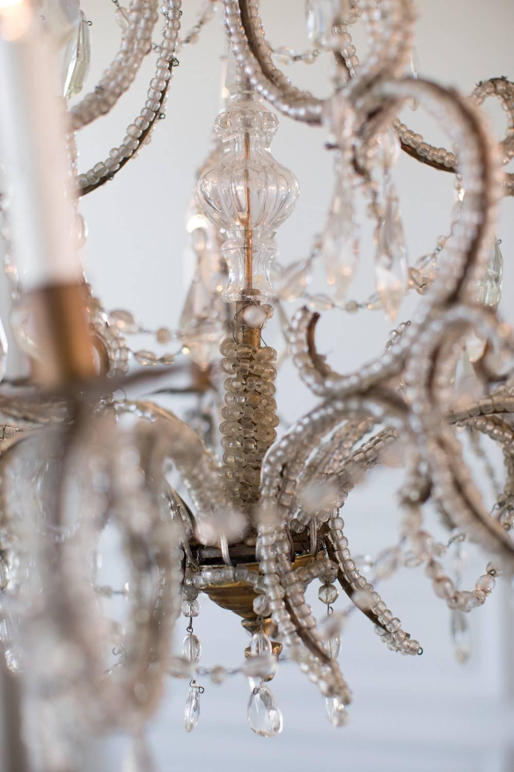 Antique Chandelier with Striking Beading, 1880 For Sale 3