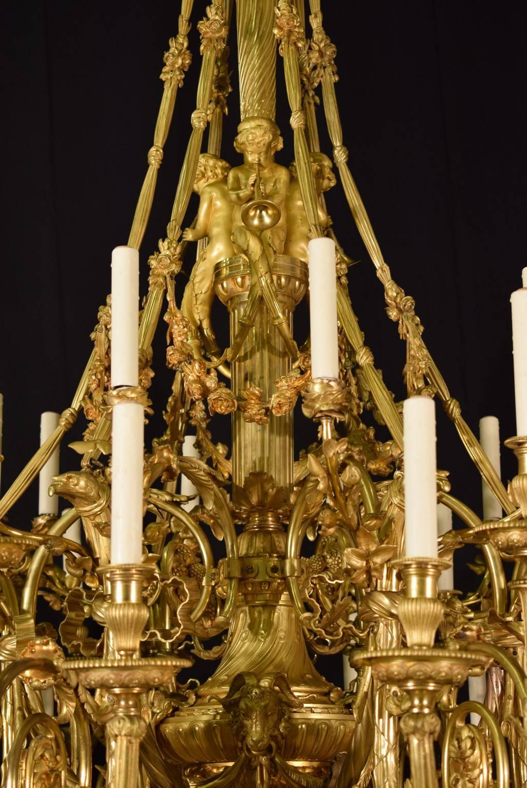 Neoclassical Antique Chandelier, 19th Century Gilt Bronze For Sale