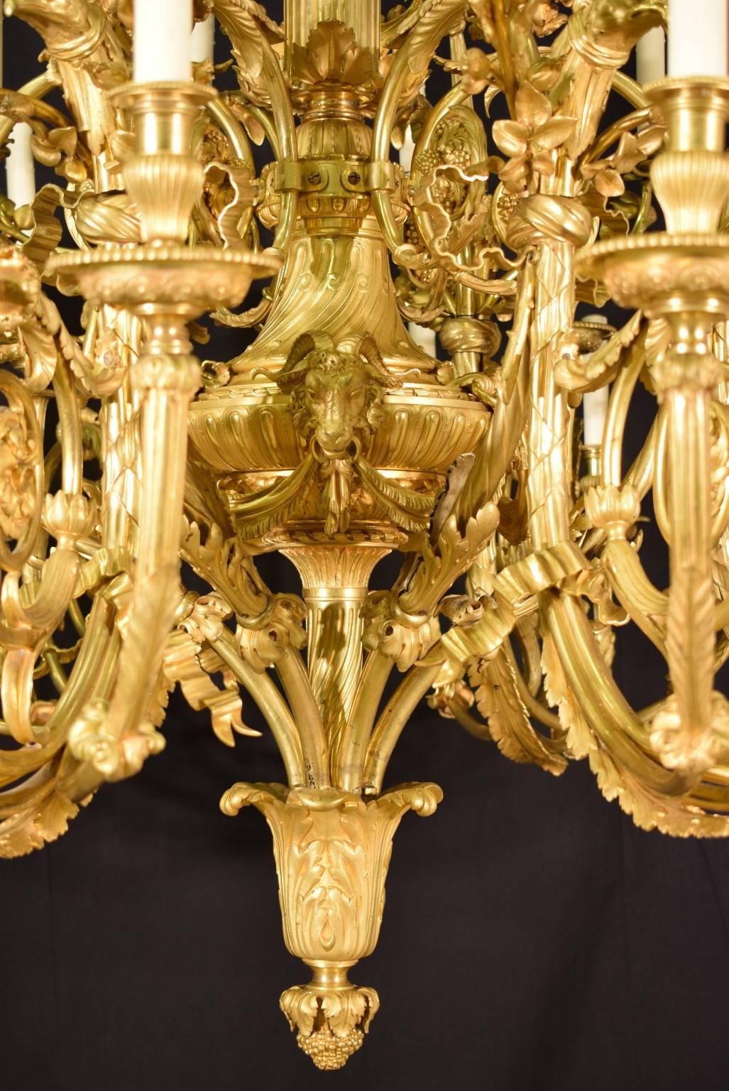 French Antique Chandelier, 19th Century Gilt Bronze For Sale