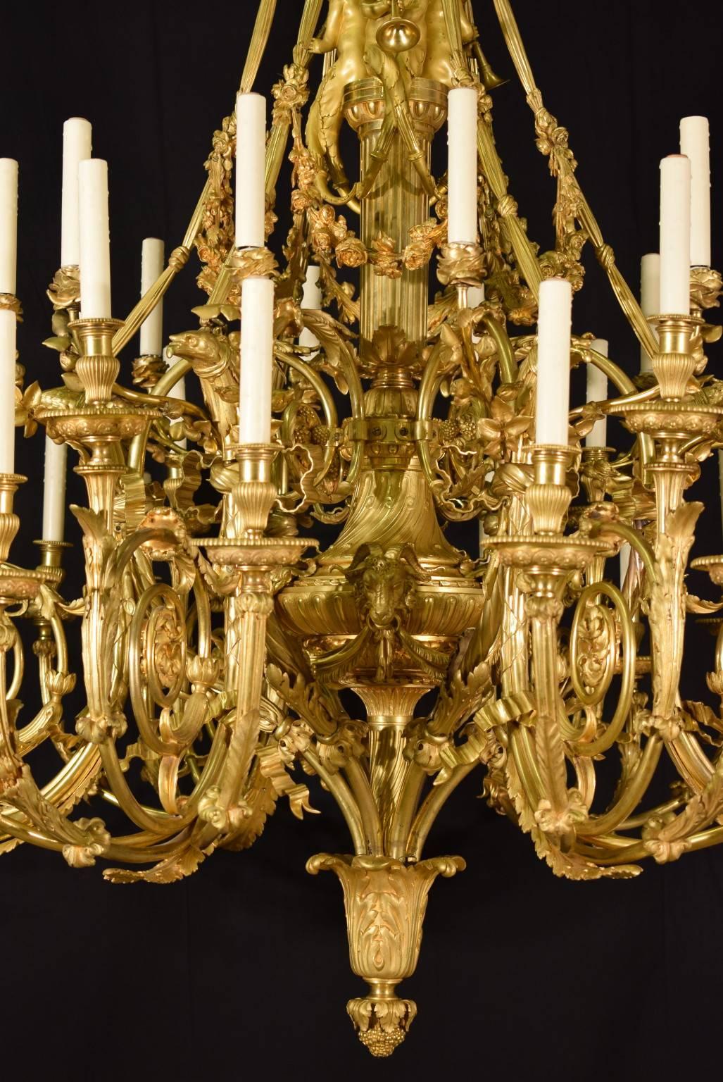 Antique Chandelier, 19th Century Gilt Bronze In Excellent Condition For Sale In Atlanta, GA