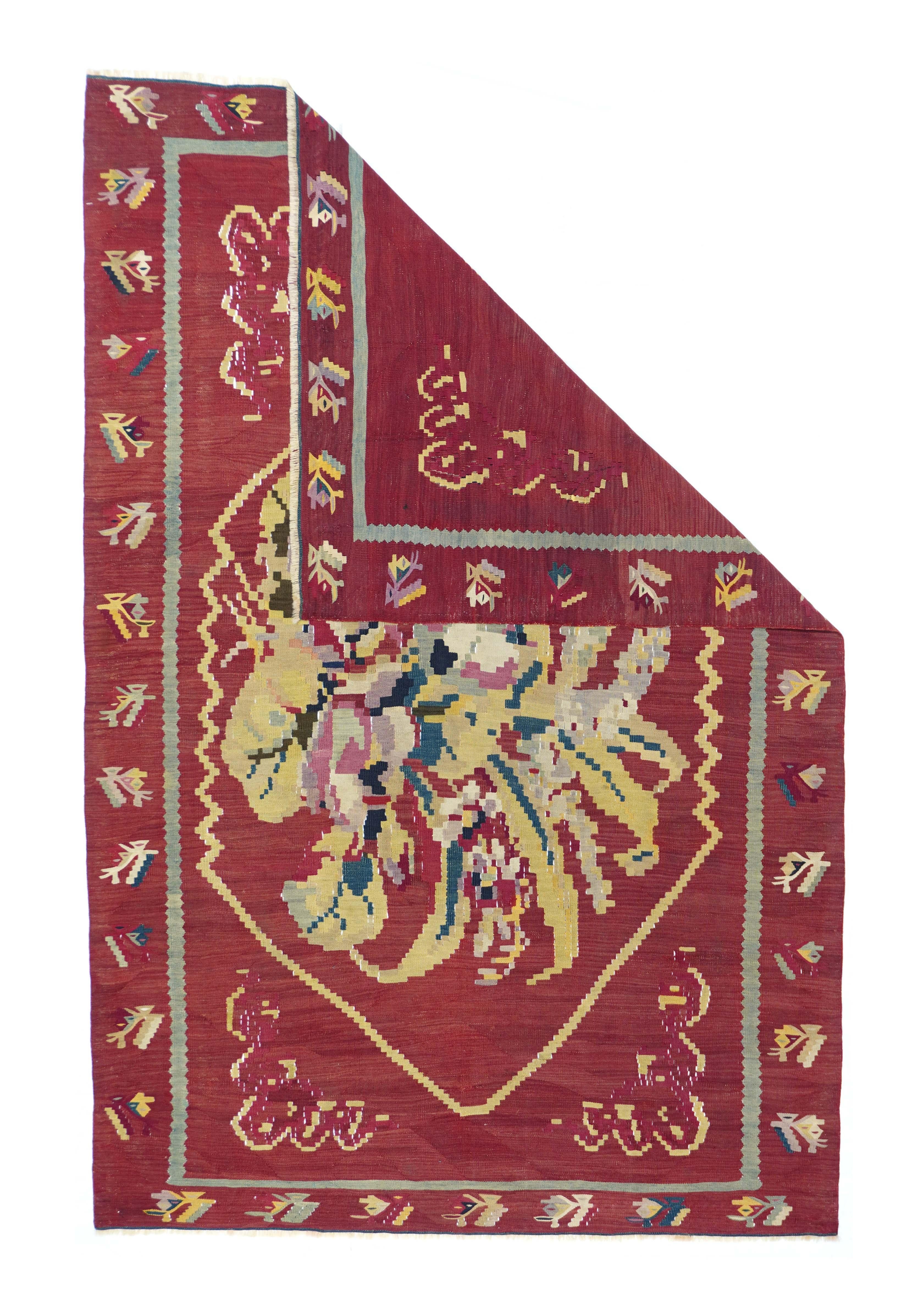 Antiker Charkoy Kilim Teppich 4'0