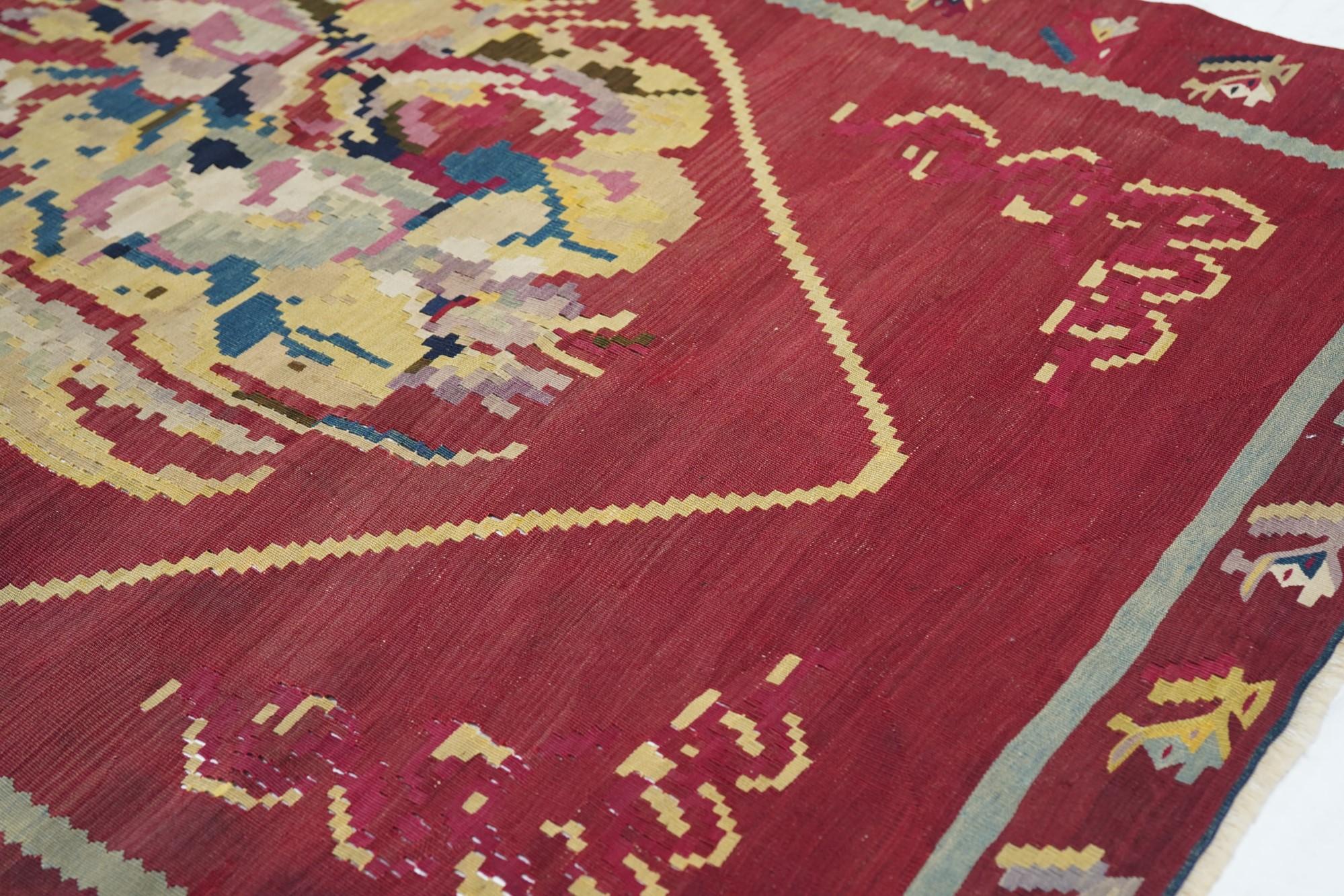 Antiker Charkoy Kilim Teppich 4'0