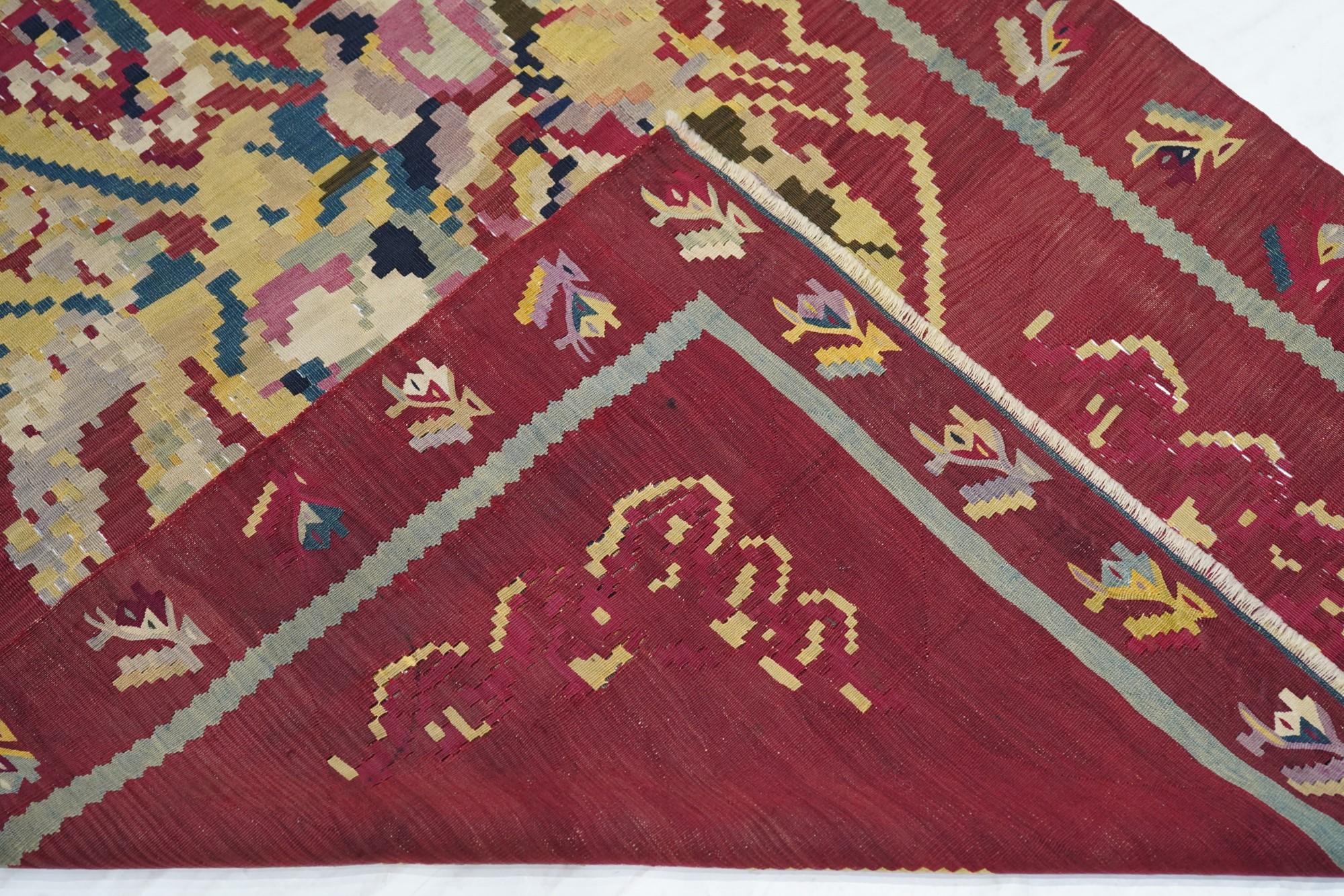 Antiker Charkoy Kilim Teppich 4'0