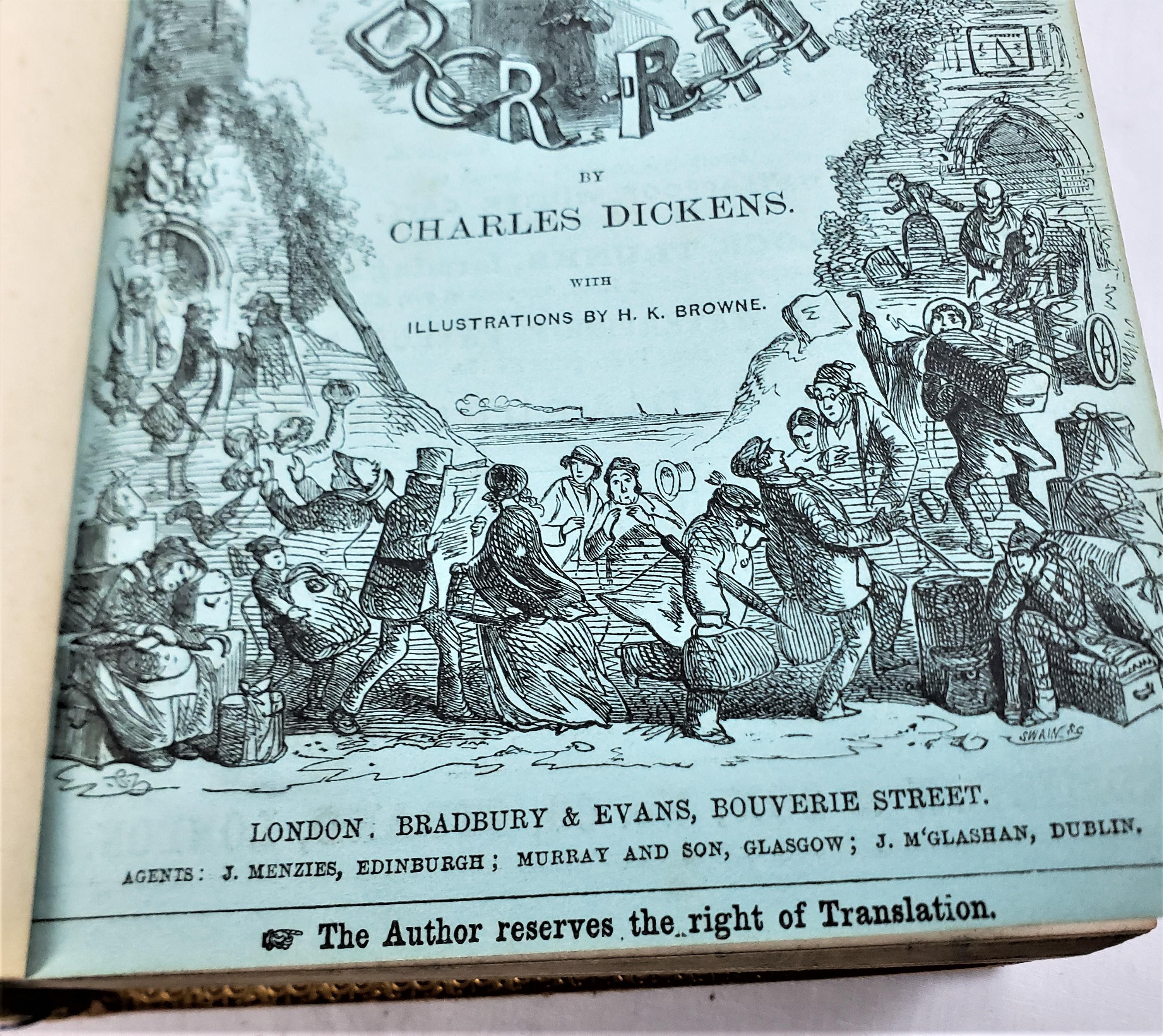 19th Century Antique Charles Dickens First Edition Little Dorrit 1857 Chapman & Hall Book For Sale