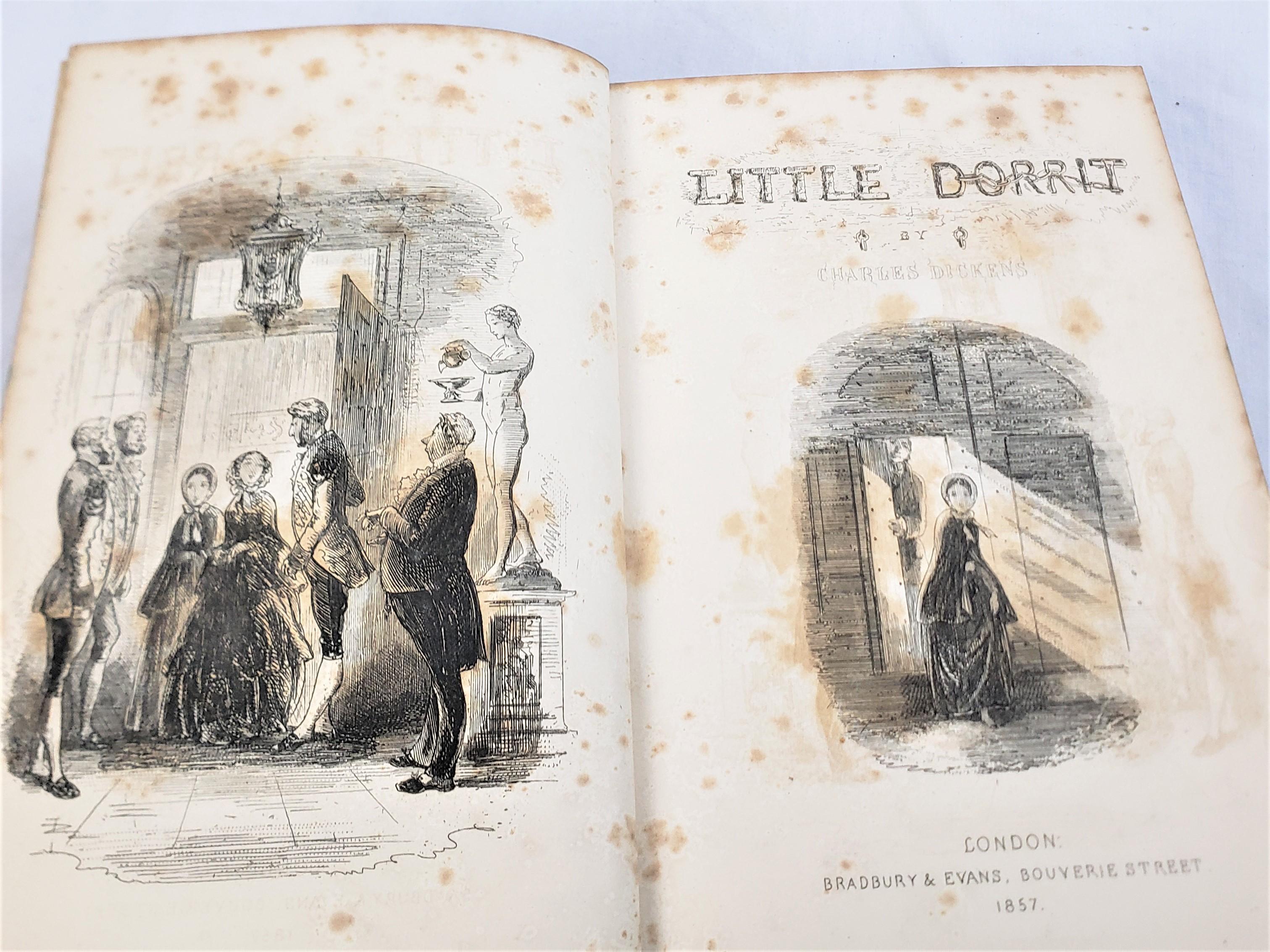 Leather Antique Charles Dickens First Edition Little Dorrit 1857 Chapman & Hall Book For Sale