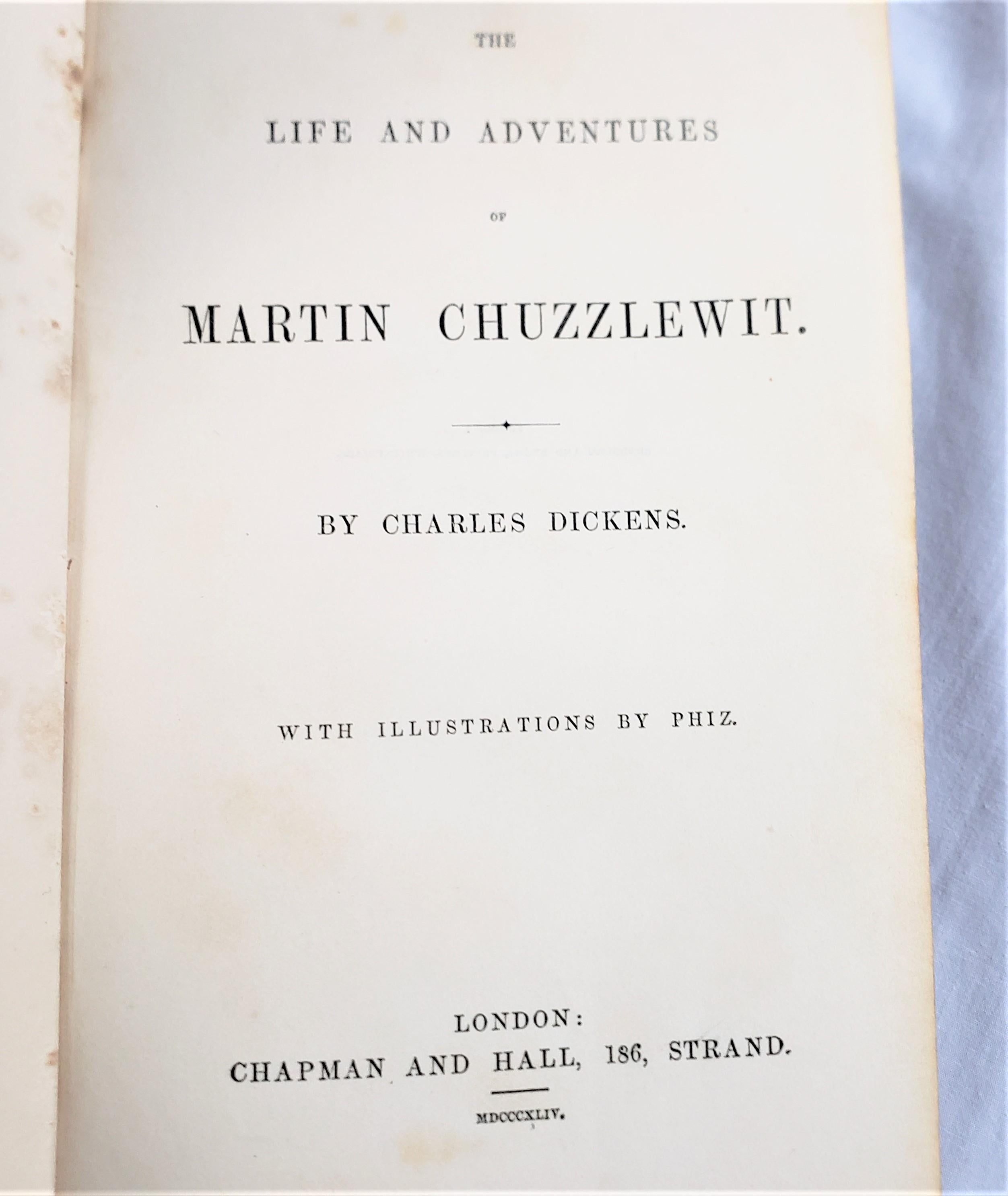 19th Century Antique Charles Dickens First Edition Martin Chuzzlewit 1844 Chapman & Hall Book For Sale